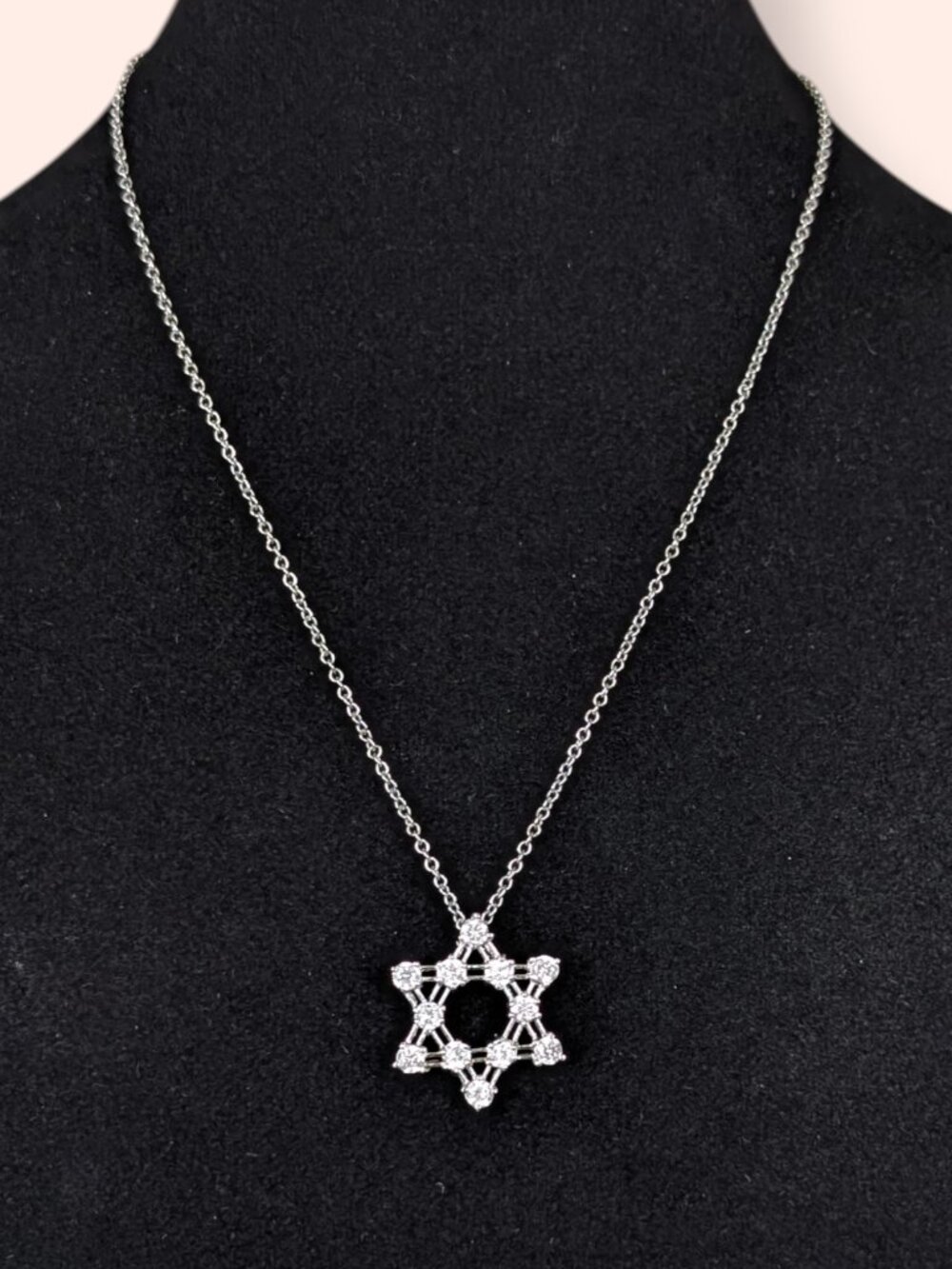White Rhinestone Star of David Pendant Necklace
